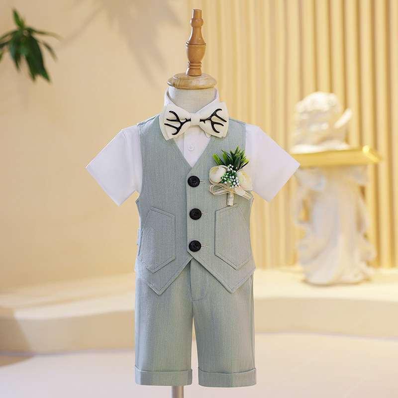 儿童西装套装夏季2022新款男童花童宝宝周岁生日礼服主持人英伦风