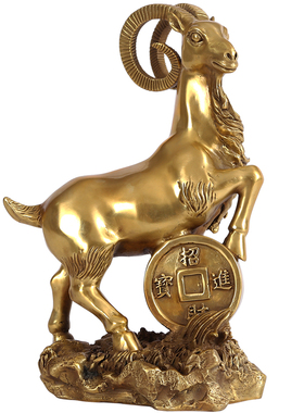 铜欣祥纯铜羊摆件金钱羊铜工艺品居家饰品摆设礼品属羊生肖羊摆件