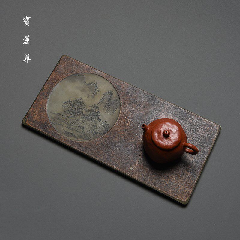 手工雕刻天然歙砚原石壶承盘 干泡茶盘养壶托石茶台茶托 砚台石托