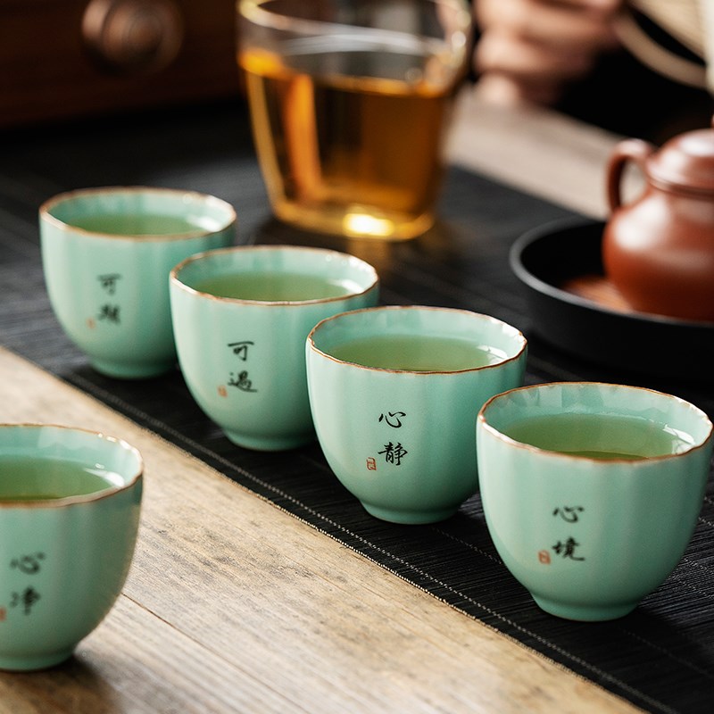 汝窑主人杯家用陶瓷茶杯套装手绘个人专用定制单杯功夫茶具茶碗