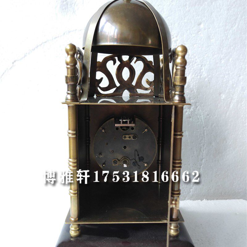 钟表纯铜机械把玩小座钟古典老式发条上弦欧式办公室家居摆钟台钟