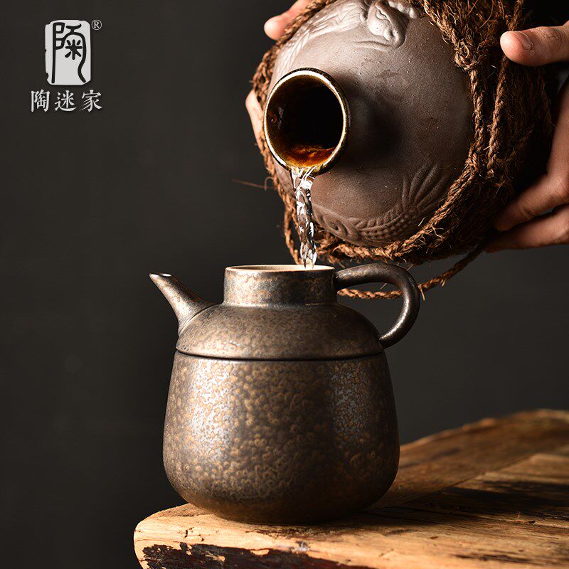 黄酒温酒器半斤清酒温酒壶鎏金陶瓷酒具酒杯家用烫酒壶公司礼品
