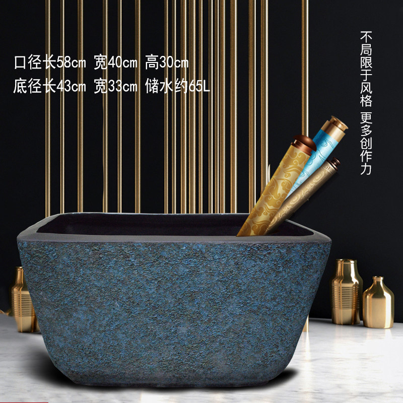 长方形鱼缸陶瓷缸金鱼缸锦鲤缸乌龟缸客厅阳台庭院大缸摆件流水缸