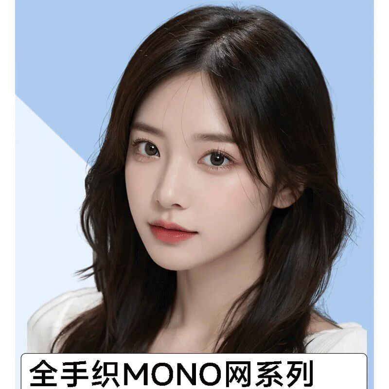 mono网假发女片头顶超透气补发片全真发假发高颅顶遮白发假发片
