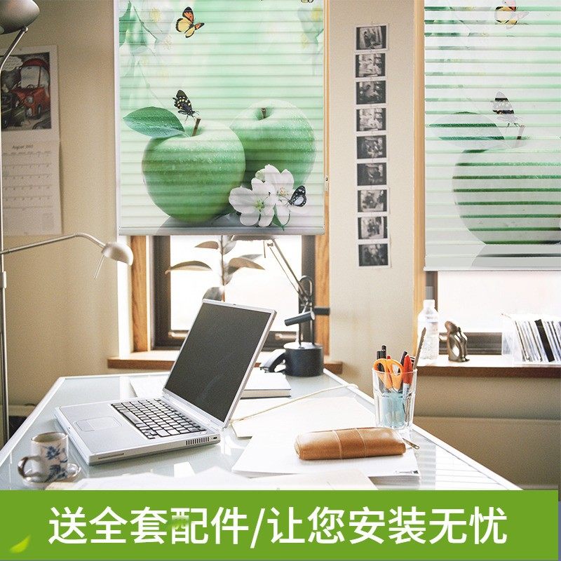 可免打孔柔纱卷帘香格里拉遮光百叶窗帘办公客厅卧室餐厅定制图案