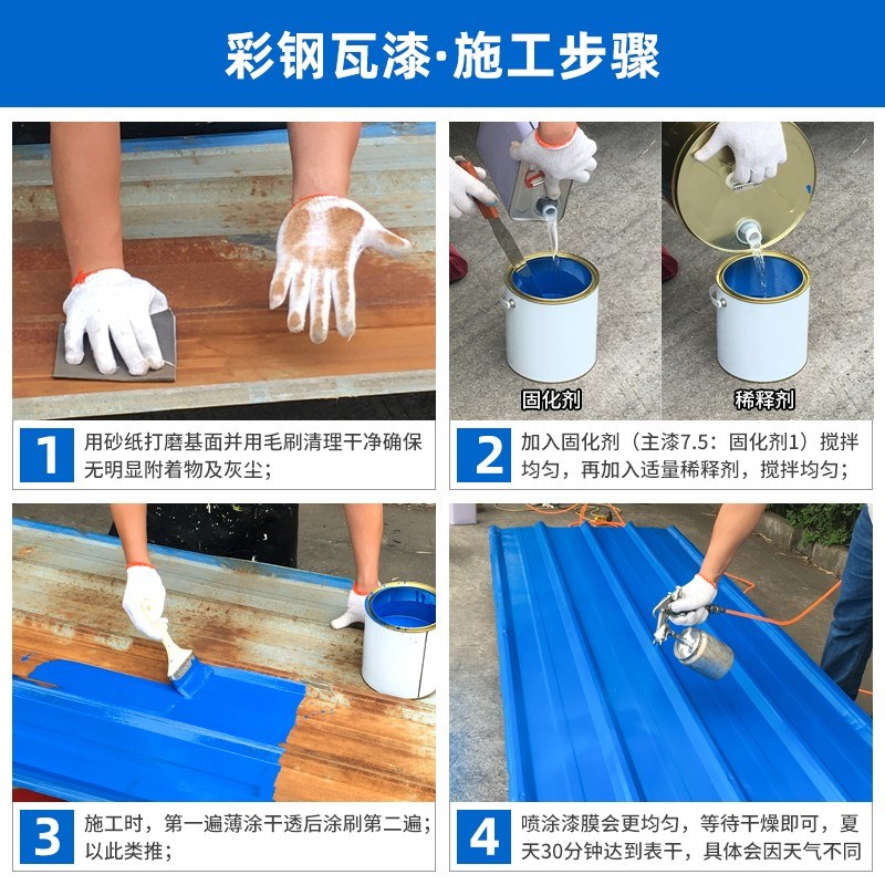 防锈漆钢结构翻新彩钢瓦漆翻新厂房屋顶防水漆防腐漆铁红金属漆