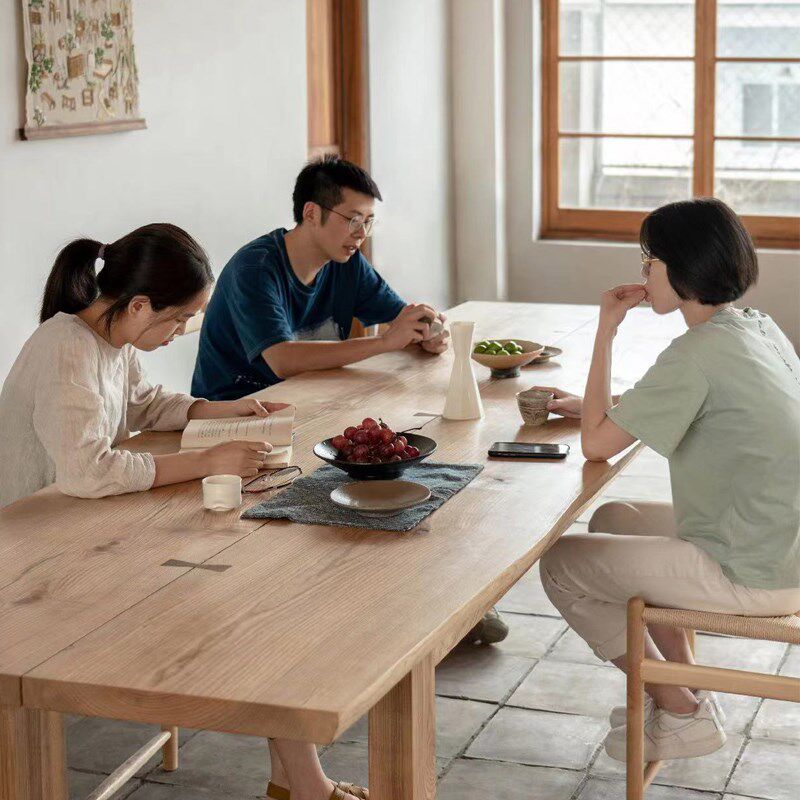 自然边白蜡木实木大板餐桌书桌电脑桌简约时尚原木整板茶桌会议桌