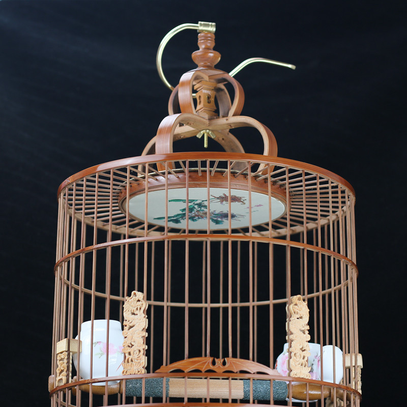 画眉鸟笼紫竹老竹竹皮抛光手工活底高配竹鸟笼画眉全套精品画眉笼