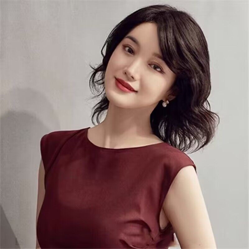 假发女中长发卷发妈妈长头发全头套式全真人发丝锁骨发真发中老年