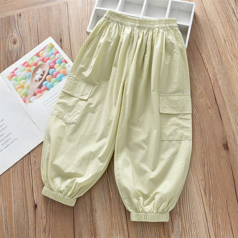 洋气童装2025春夏款儿童女童薄款纯棉工装裤宝宝中大童防蚊休闲裤