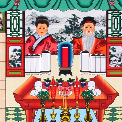 双层布的供奉祖先牌位老祖宗家谱挂画挂轴式族谱宗谱竹子家堂轴子