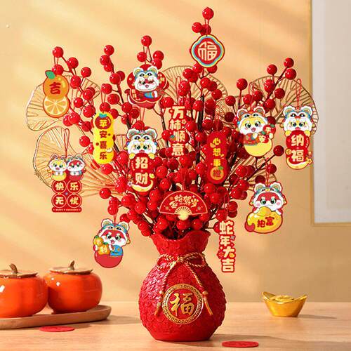 新年福桶摆件2026新款春节布置装饰发财果马年客厅酒柜过年装饰品