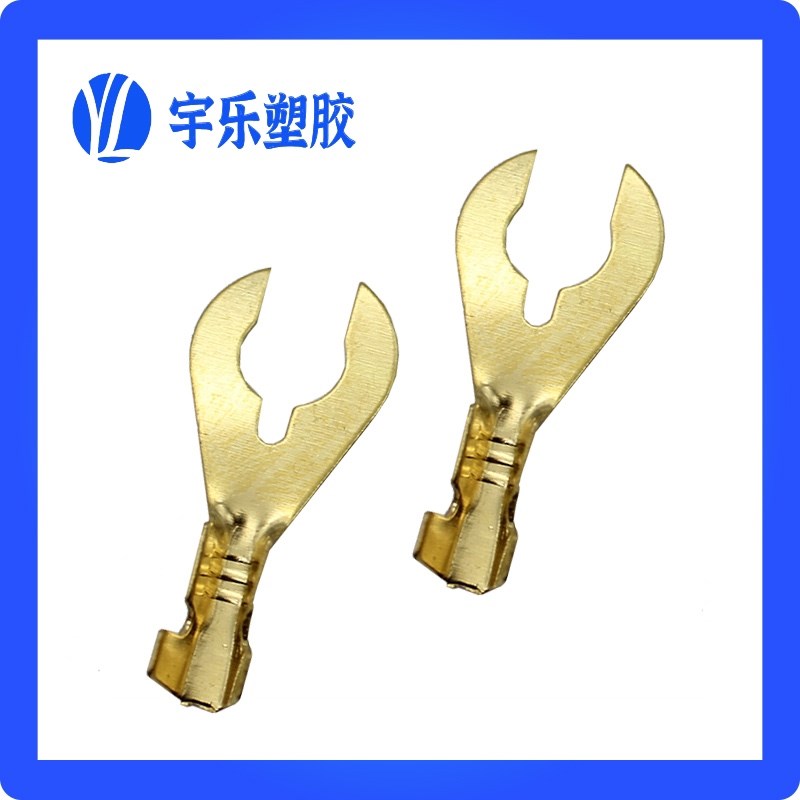铜 4.2蟹脚型接线片叉形接线片 U型接线片开口接线片铜本色/镀锡