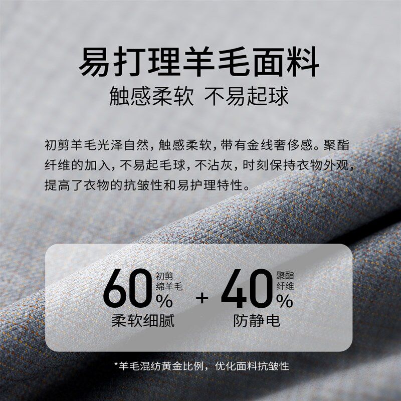 【含羊毛】吉约蒙灰色双排扣西服男套装结婚新郎礼服高级商务西装