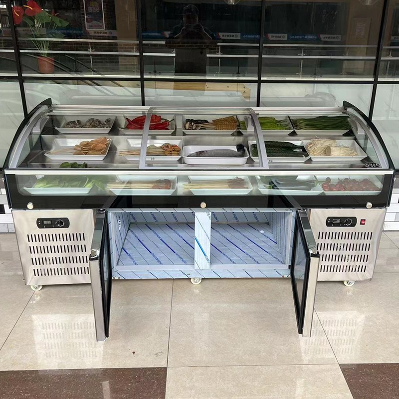 明档阶梯冰台展示柜 冷藏冷冻水果捞保鲜柜 豫雪鼎点菜柜3000x890