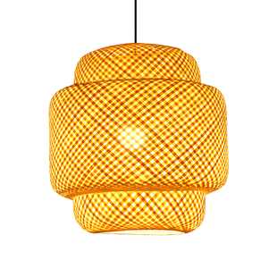 竹艺禅意茶室民宿火锅店韩式 风客厅吧台灯 餐厅竹编吊灯日式 新中式