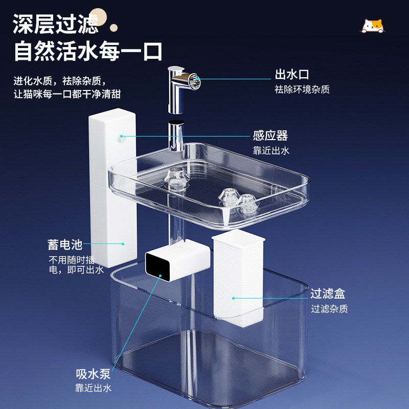不插电猫咪饮水机充电感应宠物恒温喝水流动不湿嘴小猫自动饮水器