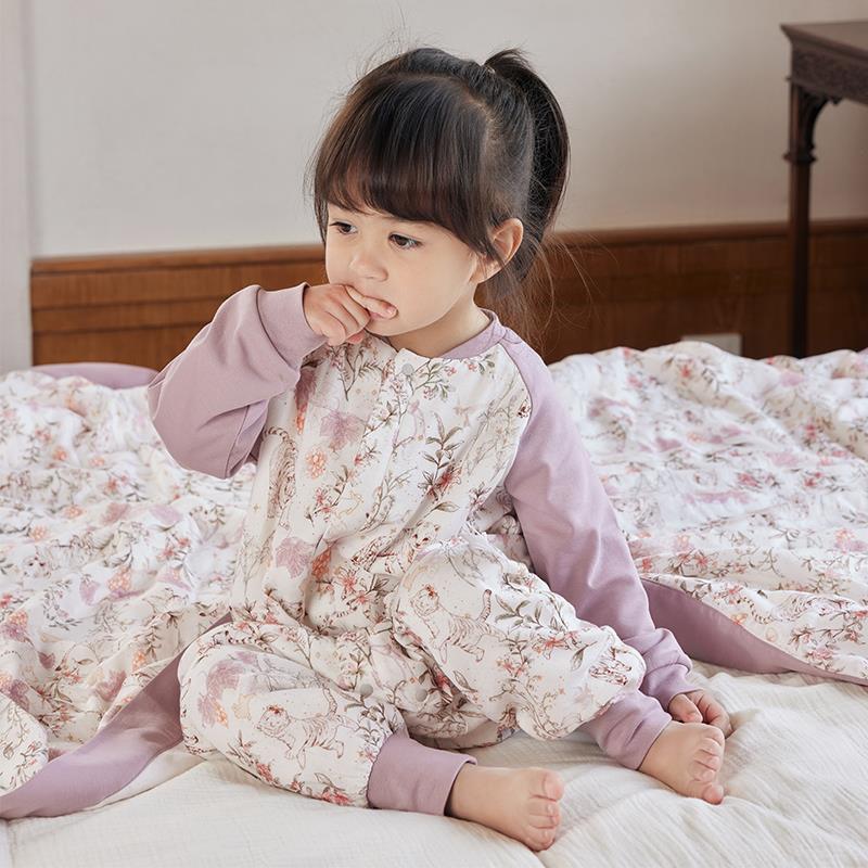 721星球婴幼儿睡袋竹棉纱布儿童长袖分腿宝宝防踢被四季通用