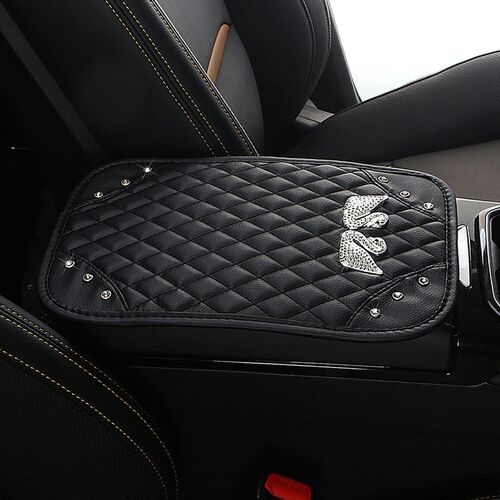 汽车扶手箱垫套创意镶钻女士天鹅皇冠四季车载车内饰水钻扶手垫套