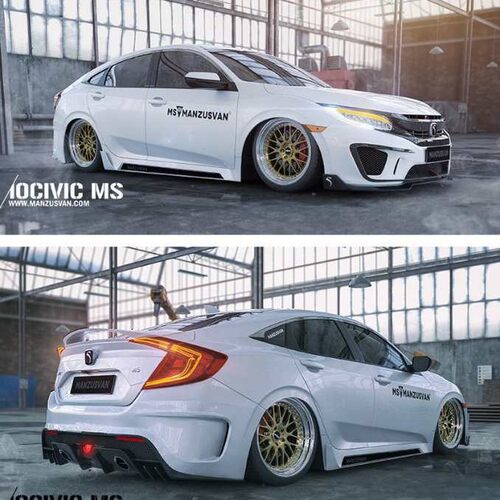 适用10十代思域改装CIVIC BODYKIT 前杠后杠中网尾嘴尾翼MS大包围