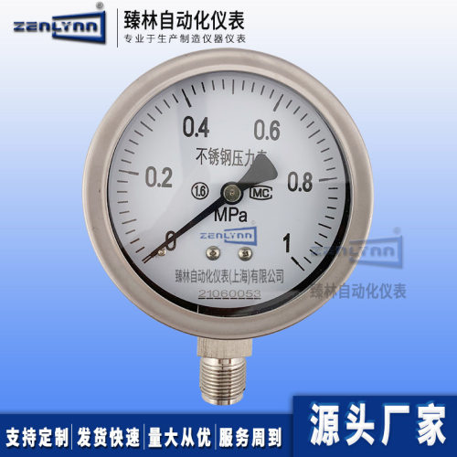 现货YB-100不锈钢径向压力表