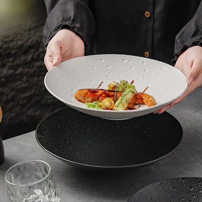 日式创意陶瓷纯白汤碗高级感沙拉碗摆菜碗商用酒店西餐餐具冷菜碗