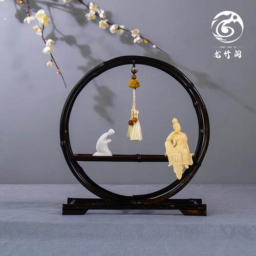 紫竹茶棚桌面茶杯壶具收纳置物架小型博古架摆件圆形多宝阁展示柜