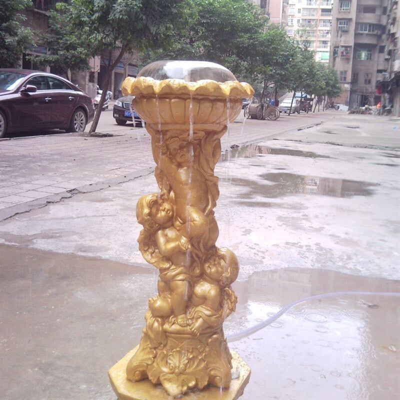 欧式花园鱼池水景摆设佳艺雕塑欧式浮雕天使多层流水喷泉喷水摆件
