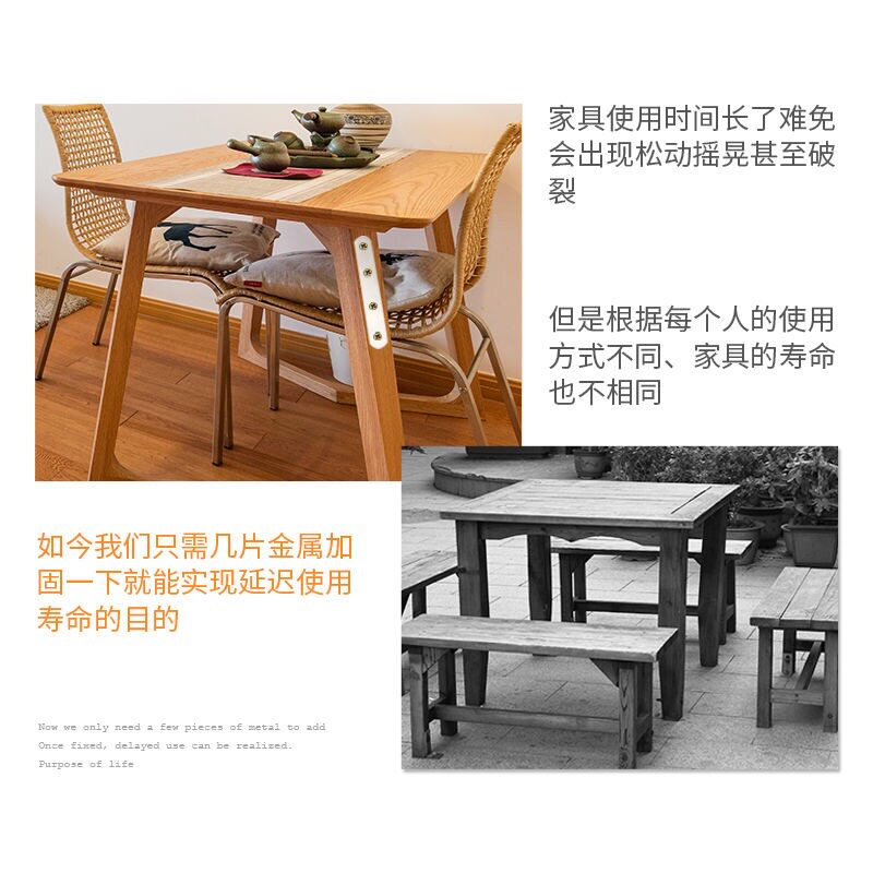 不锈钢平角码一字角码直片钢片180度直码角码角铁家具固定连接件