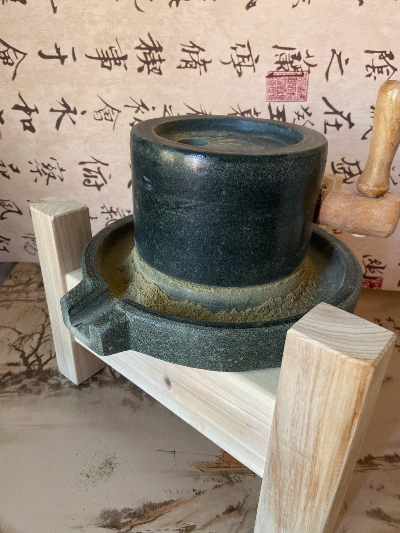 宋代点茶工具组青石茶磨仿宋茶器 茶粉研磨石磨 中式风格手工茶臼