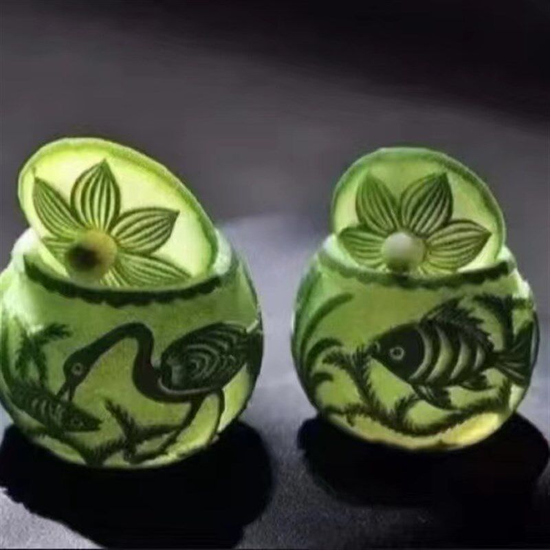 非物质文化遗产纯手工雕刻柚子雕花蜜饯万花茶 罐子样 个装