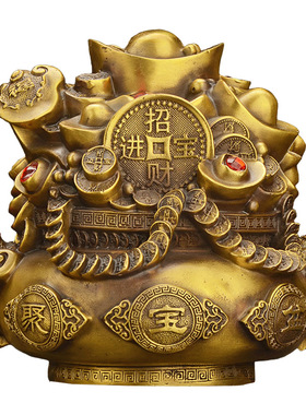 纯铜聚宝盆摆件 元宝钱袋 店铺开业礼品 客厅家居软装饰品 存钱罐