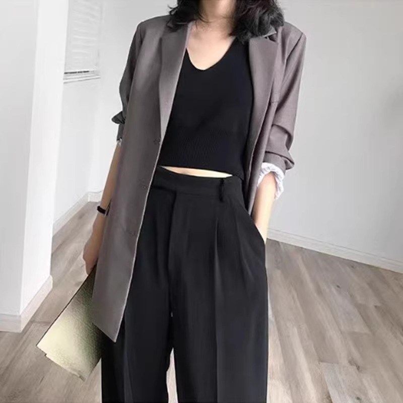 背心女夏法式高级感外穿设计感西装内搭马甲针织黑色打底吊带上衣