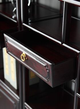 血檀家具中式博古架非洲小叶紫檀明式多宝阁陈列架客厅实木收纳架
