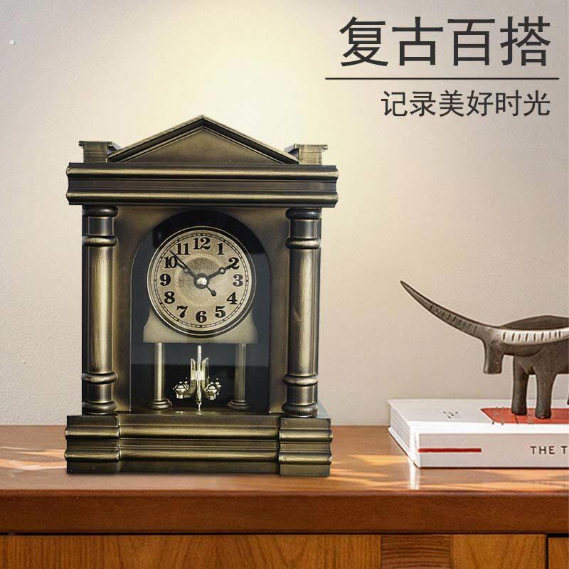 新中式仿古座钟创意家用钟表客厅仿古中国风摆件桌面摆件台式座钟
