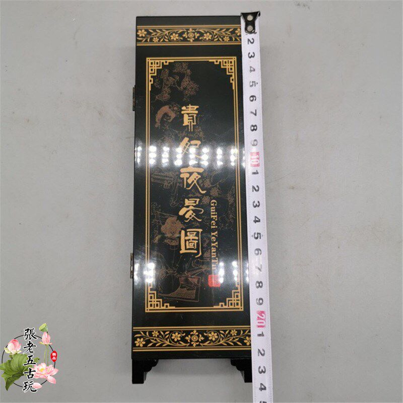 古玩中国风特色漆器六扇小屏风实木桌面玄关折扇摆件装饰贵妃美女