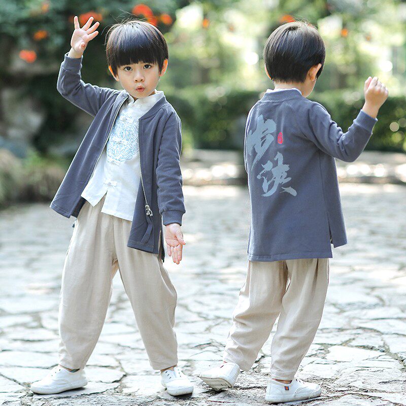 儿童汉服男童中国风春秋季唐装男宝宝中式改良复古装小孩民族服装