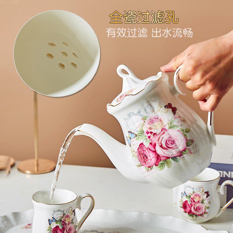 耐高温陶瓷家用大号大容量欧式凉水壶喝水冷水壶水杯茶杯套装水具
