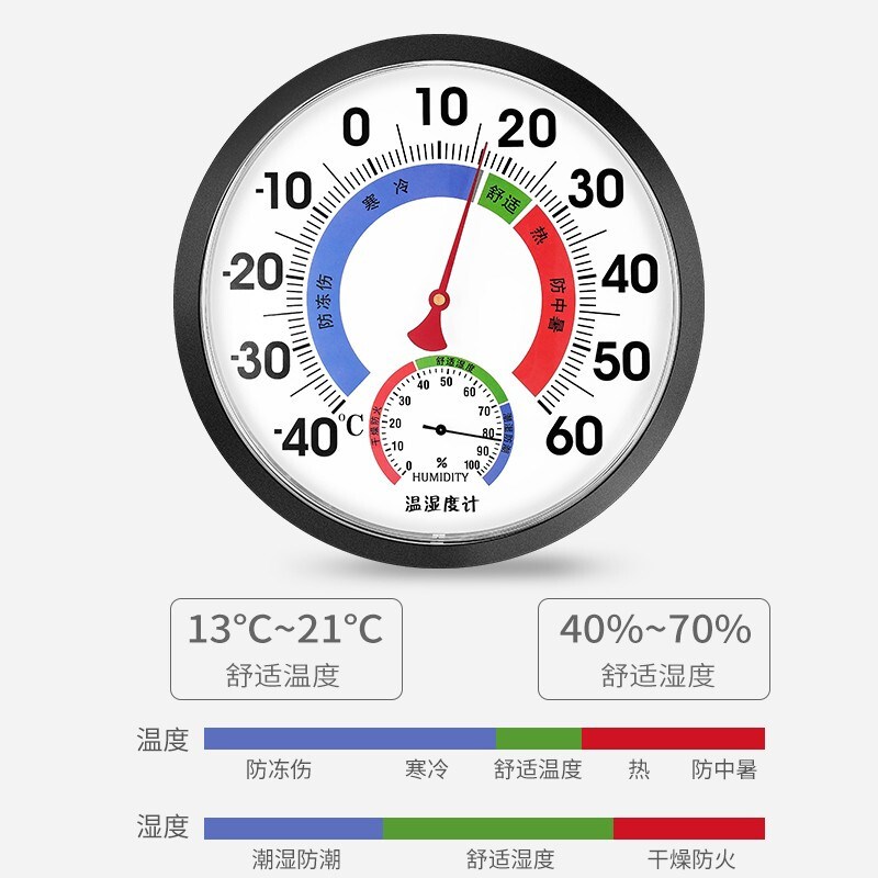 三印T25D室内大表盘壁挂式温湿度计家用客厅高精度温湿度表25CM