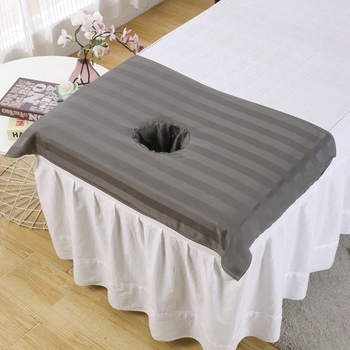 美容床头洞巾缎条丝光棉推拿布按摩布推拿按摩巾趴枕巾美容按摩院