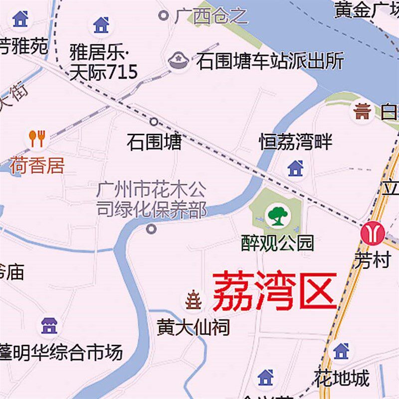 2024新款广州市城区地图办公室挂图高清防水墙壁装饰实物推荐定制