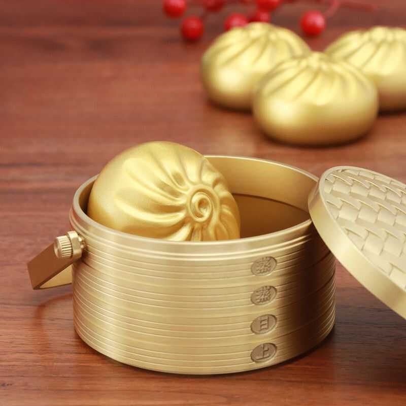 黄铜包子摆件蒸蒸日上包赚包赢小福包客厅桌面装饰品开业乔迁礼品