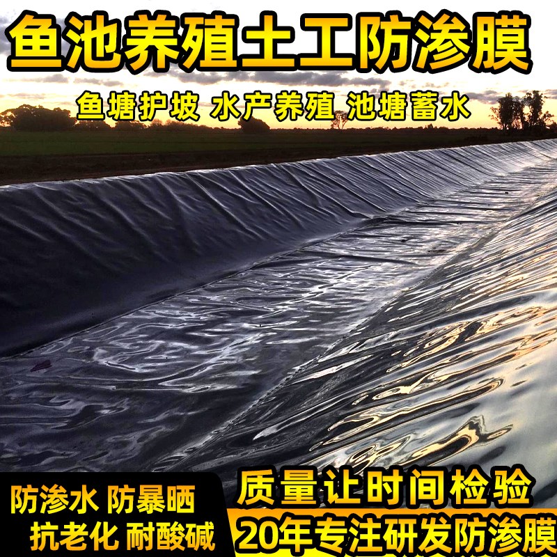 鱼塘防渗膜防水布鱼池护坡水产养殖加厚黑塑料膜蓄水池藕池土工膜