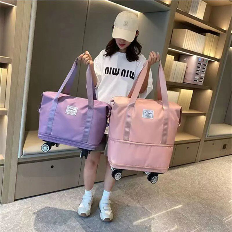 艺咏万向轮旅行包多功能三层可折叠行李箱包大容量手提伸缩收纳袋