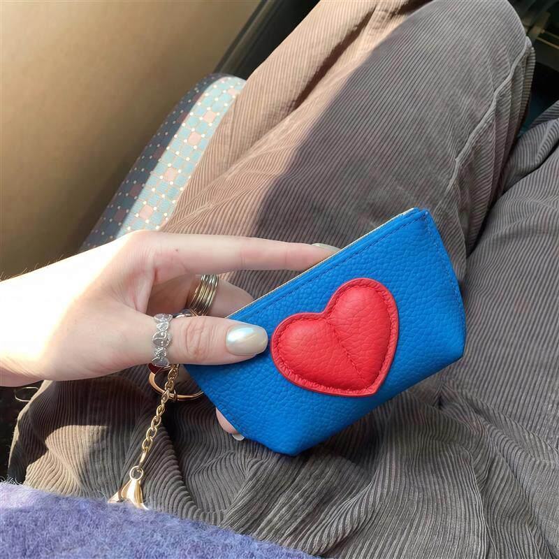 爱心零钱包女款小钱包迷你小包卡包小巧精致真皮现金收纳包ins风
