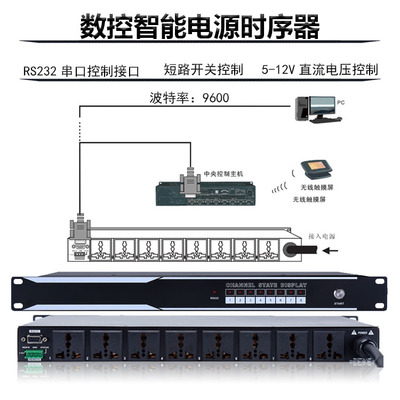 8路电源时序器串口RS232 485中控编程网路版净化滤波包邮中国大陆