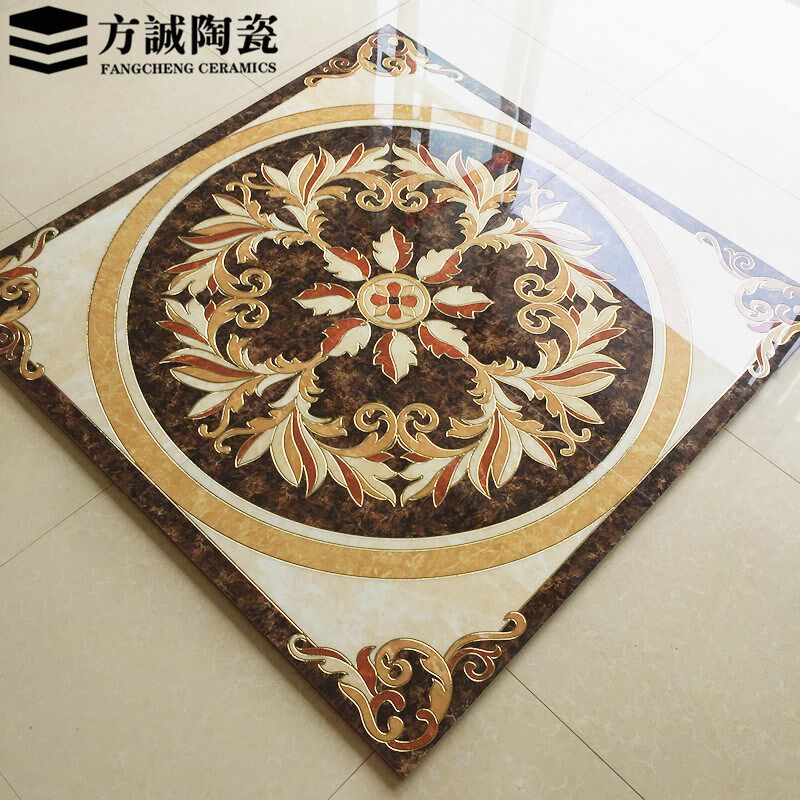 红莲欧式入户玄关拼花地砖客厅800x800地毯花拼图瓷砖拼花抛晶砖