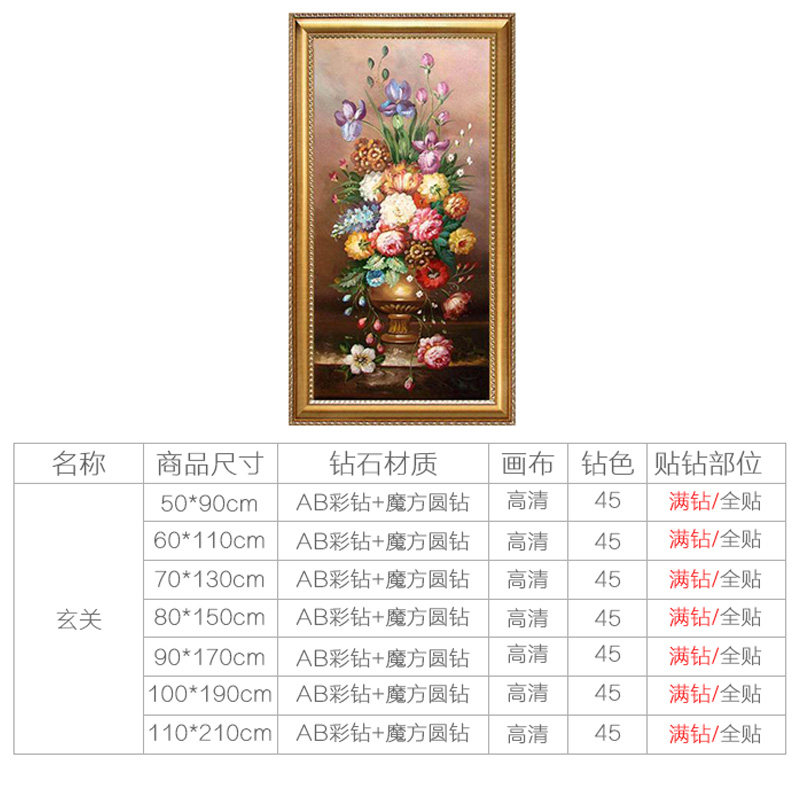 欧式5d钻石画国色牡丹花开富贵玄关竖版钻石绣点钻十字绣满钻新款