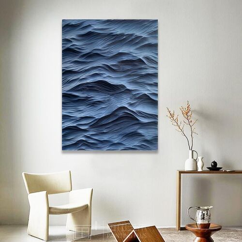 海浪肌理画客厅装饰画3d立体木雕画现代简约入户玄关艺术砂岩挂画