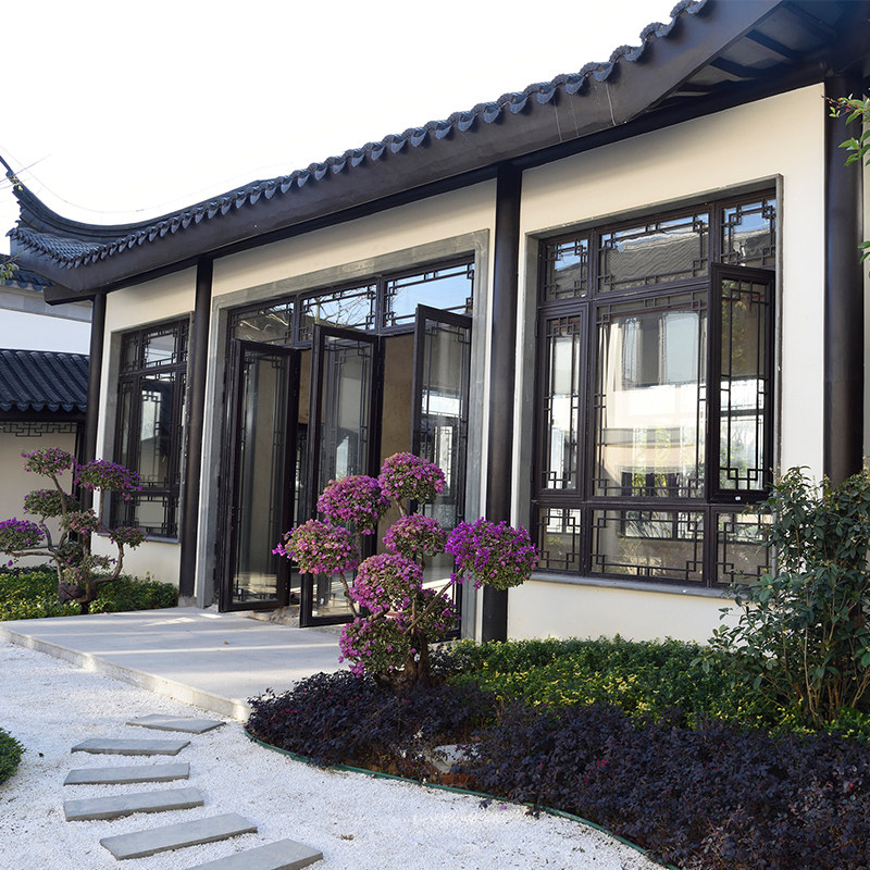 新中式仿古门窗铝合金别墅仿古窗复古门窗系统门窗断桥铝门窗定制